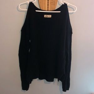 Hollister black long sleeve cold shoulder sweater